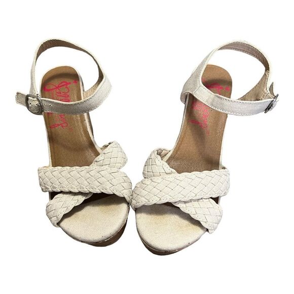 Jellypop braided canvas Panke cream colored wedge sandals size 8.5 - Picture 2 of 8
